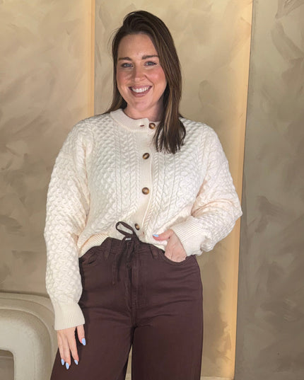 Damina Cableknit Cardigan - Birch