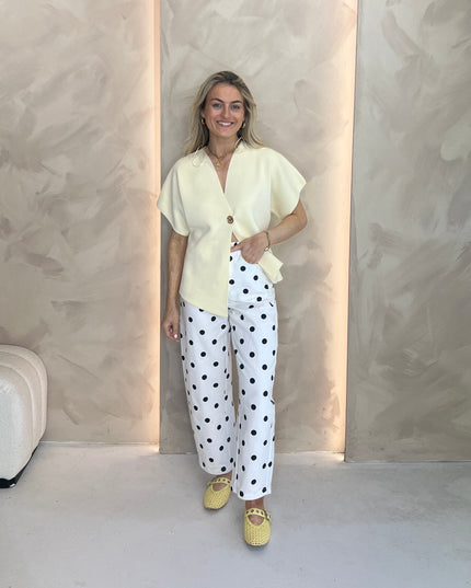 Polka Dot Barrel Jeans - White/Black