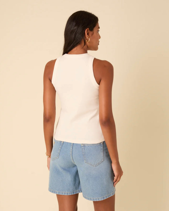 Ribbed Racer Vest - White