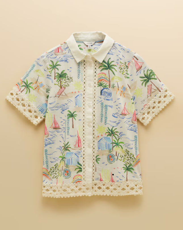 Isobel Crochet Shirt - Coastal Print