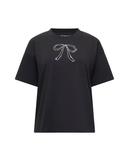 French Connection Pearl Bow T-Shirt- Black