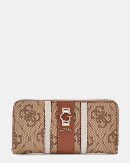 Guess Erenia Large Zip Around Purse - Latte Logo