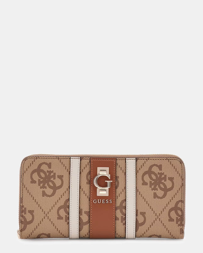 Guess Erenia Large Zip Around Purse - Latte Logo