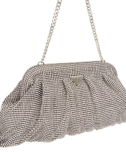 Guess Zalina Mesh Rhinestone Clutch -Silver