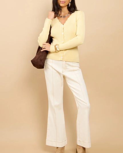Floréal Lemon Scallop Knit Cardigan