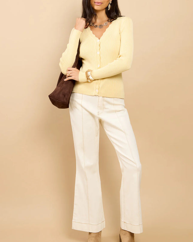 Floréal Lemon Scallop Knit Cardigan