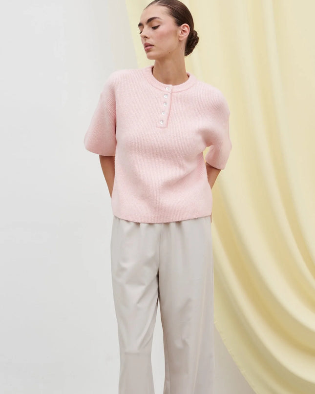 Amari Fluffy Knit Top - Pink