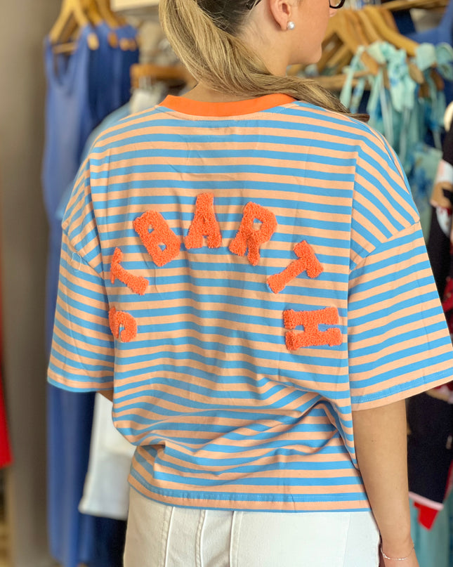 St Barth Stripe T-Shirt - Orange/Blue