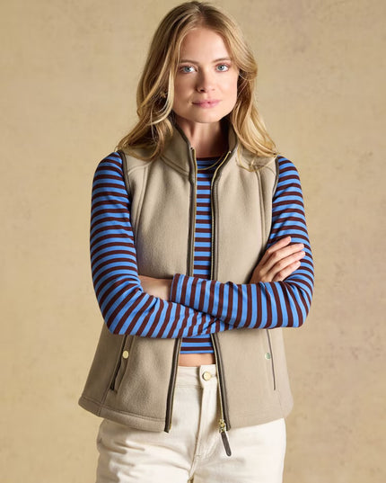 Joules Heritage Regular Fleece Gilet - Mink Brown