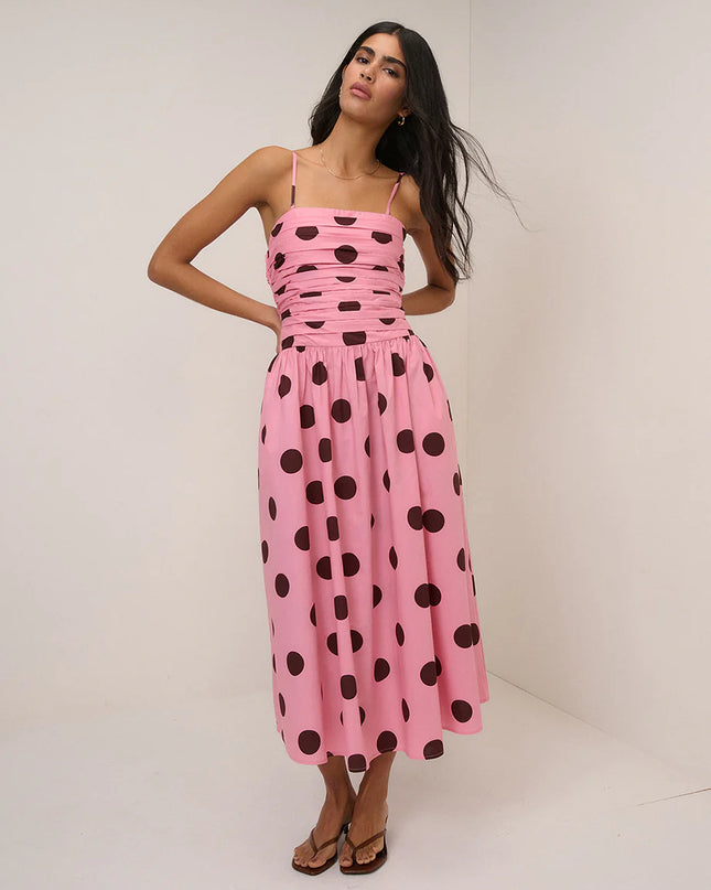 Alice Midi Dress - Pink/Brown