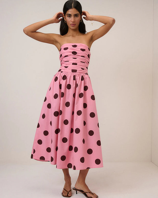 Alice Midi Dress - Pink/Brown