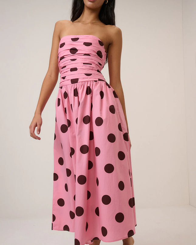 Alice Midi Dress - Pink/Brown