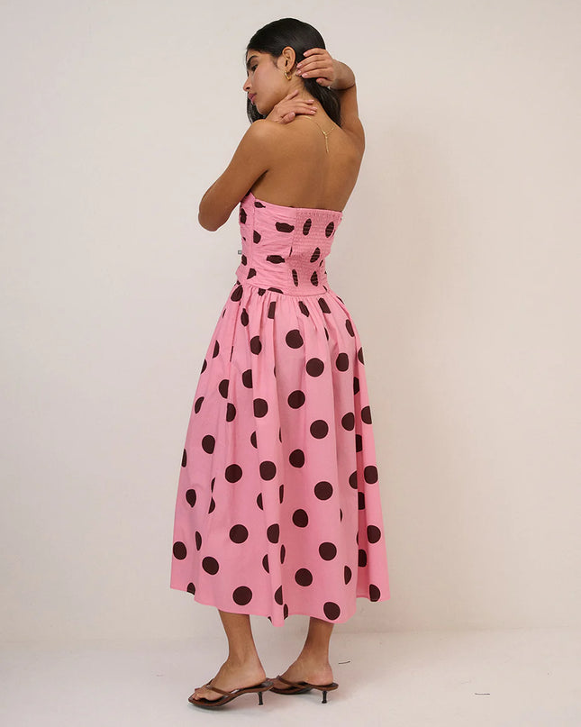 Alice Midi Dress - Pink/Brown