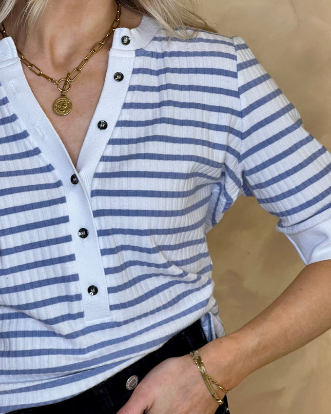 Guess Serafino Striped Top - White/Blue