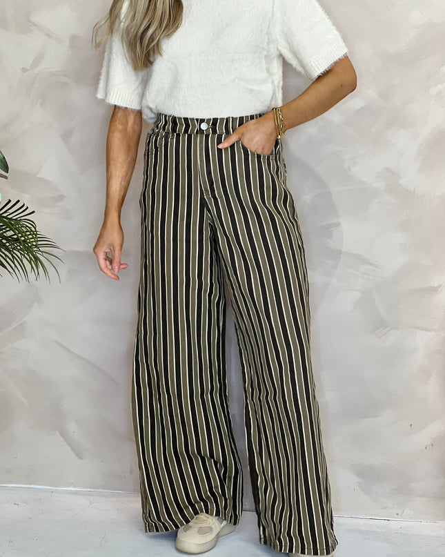 Elowen Stripe Jeans - Coffee