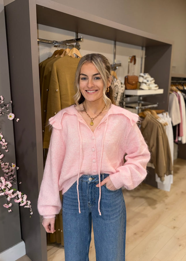 Frill Cardigan - Pink