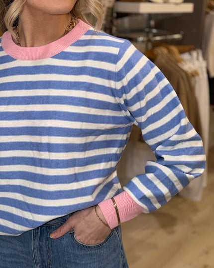 Stripe Knit Top - Blue & Pink