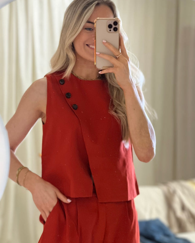 Waistcoat and Trouser Co-Ord - Rust