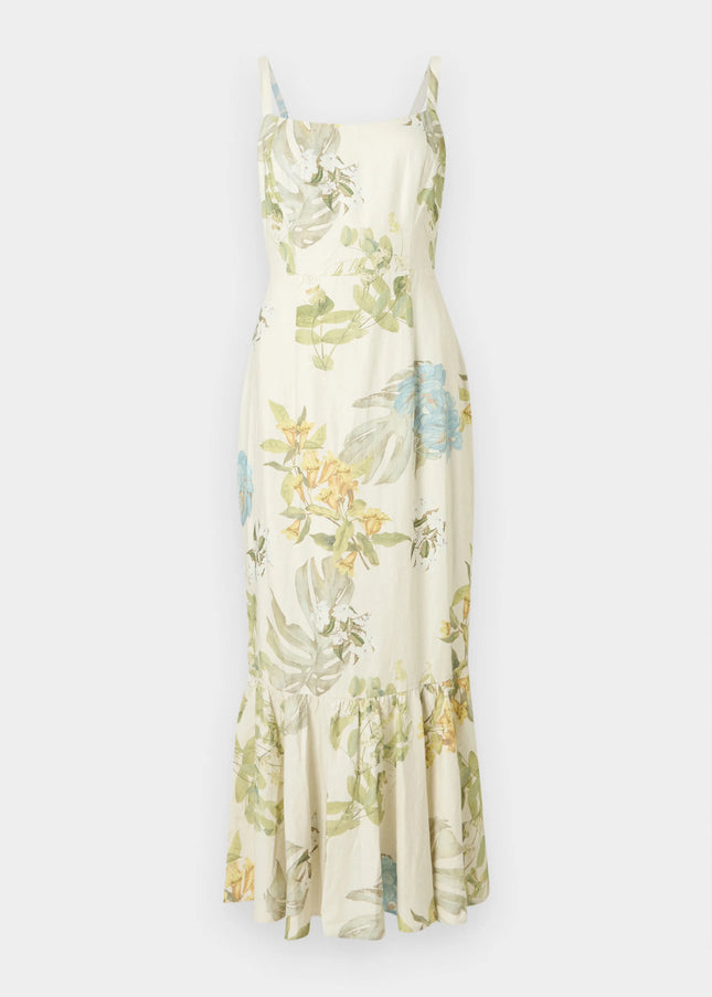 Guess Rory Linen Blend Dress - Green Multi