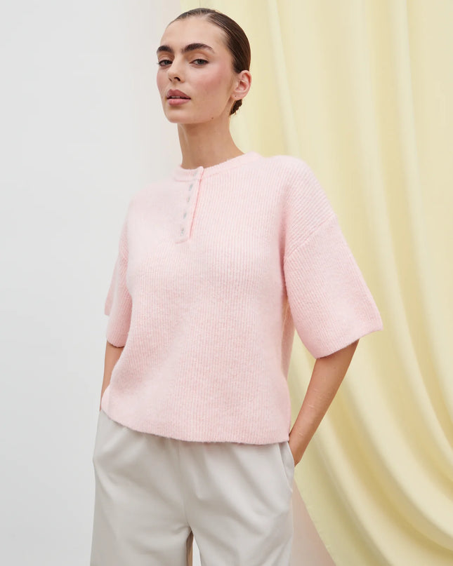 Amari Fluffy Knit Top - Pink