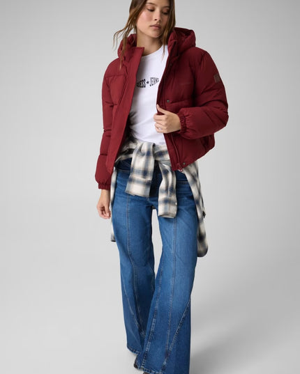 Guess Jeans Cropped Puffer Coat - Red