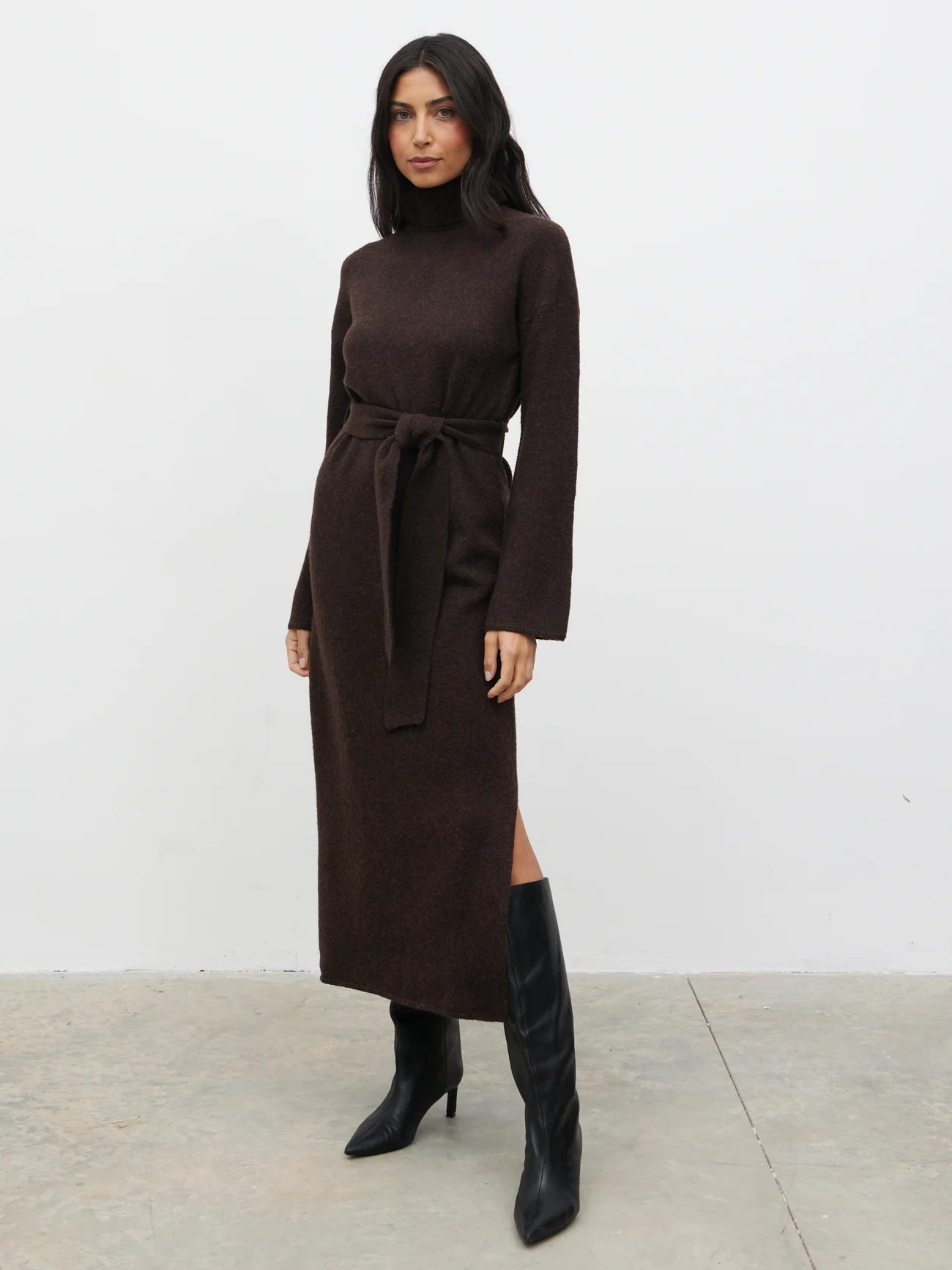 wrenley knit dress WRENLEY LONG SLEEVE KNIT MINI DRESS - OFF WHITE