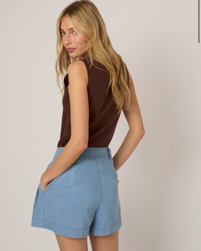 Albie Pleated High Waist Short - Light Blue