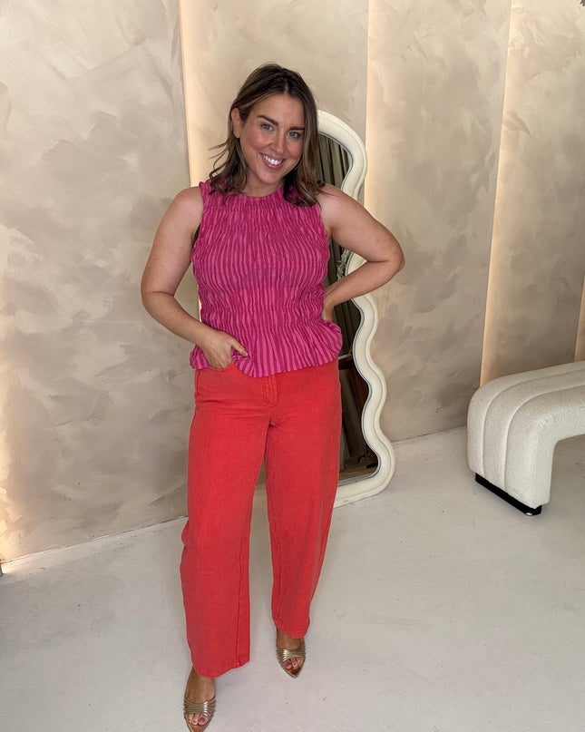 Soft Denim Barrel Jean - Coral