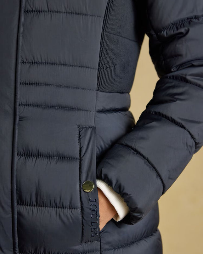 Joules Windborough Longline Padded Coat with Hood - Navy