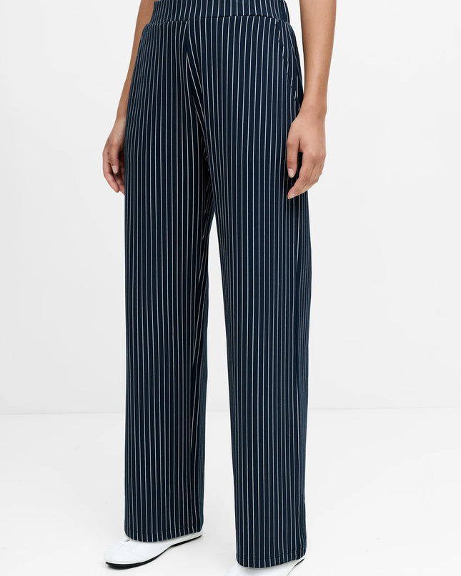French Connection Wren Pinstripe Pull-On Trousers - Navy