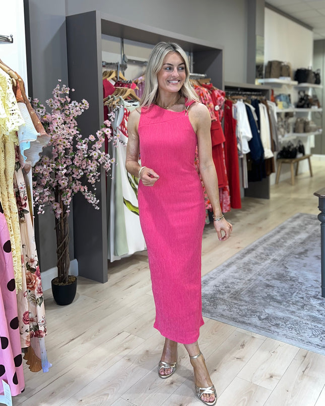 French Connection Trixie Midi Dress - Fuchsia Pink