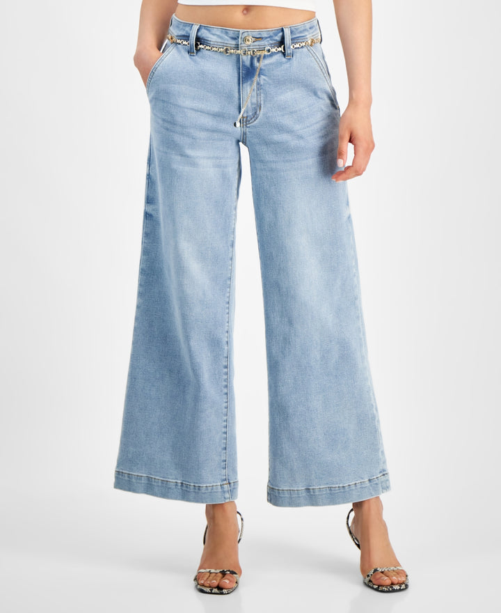 Guess Zoya Wide-Leg Cropped Jeans - Light Blue