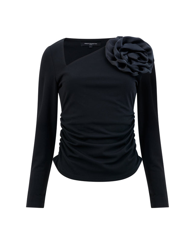 French Connection Valetta Rosette Top - Black