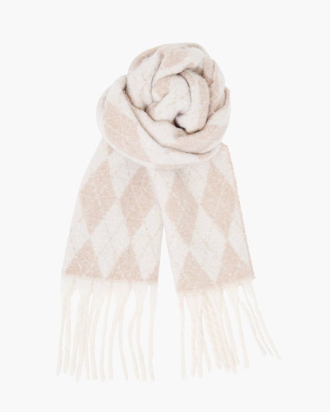 Supersoft Diamond Check Scarf - Cream Multi