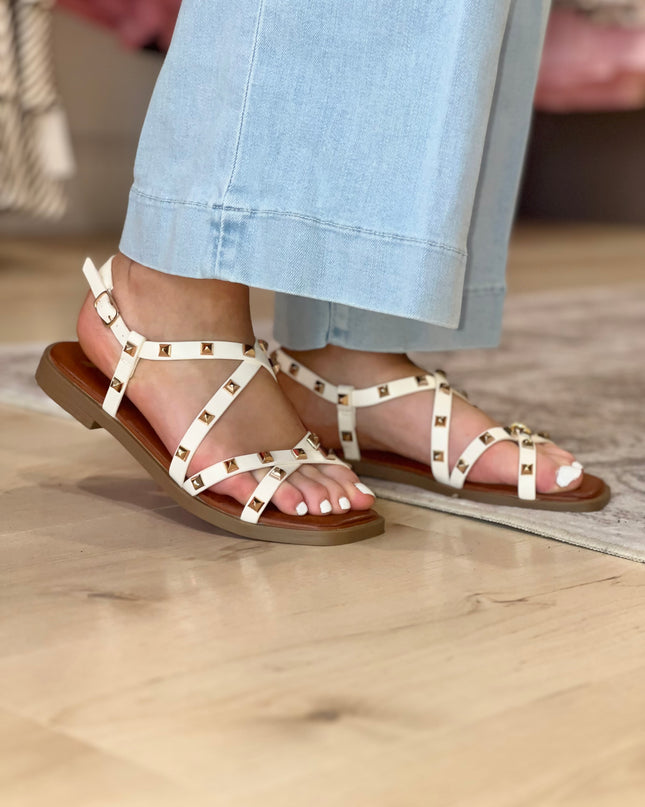 Gladiator Stud Sandal - Cream