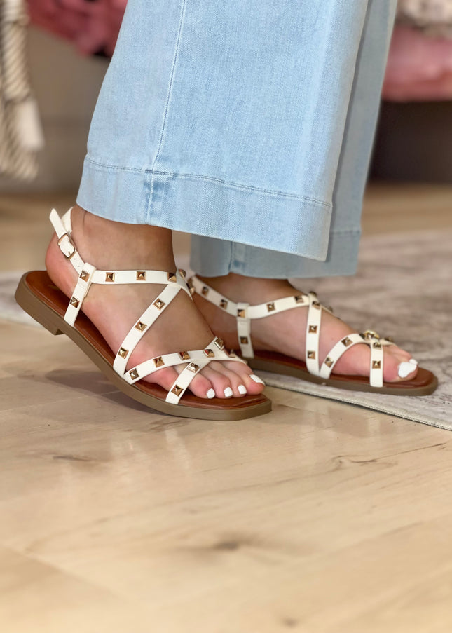 Gladiator Stud Sandal - Cream