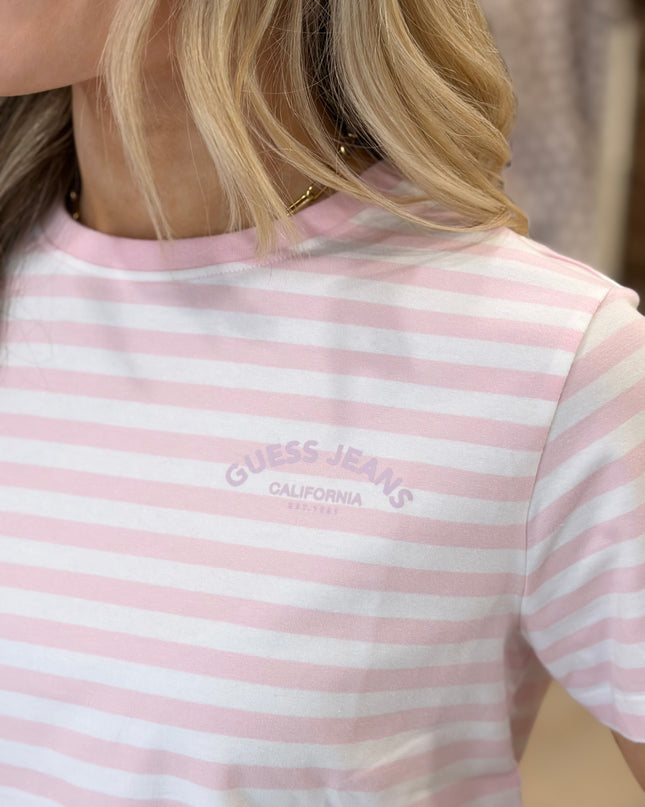 Guess Jeans Striped T-Shirt - Summer Lilac/White