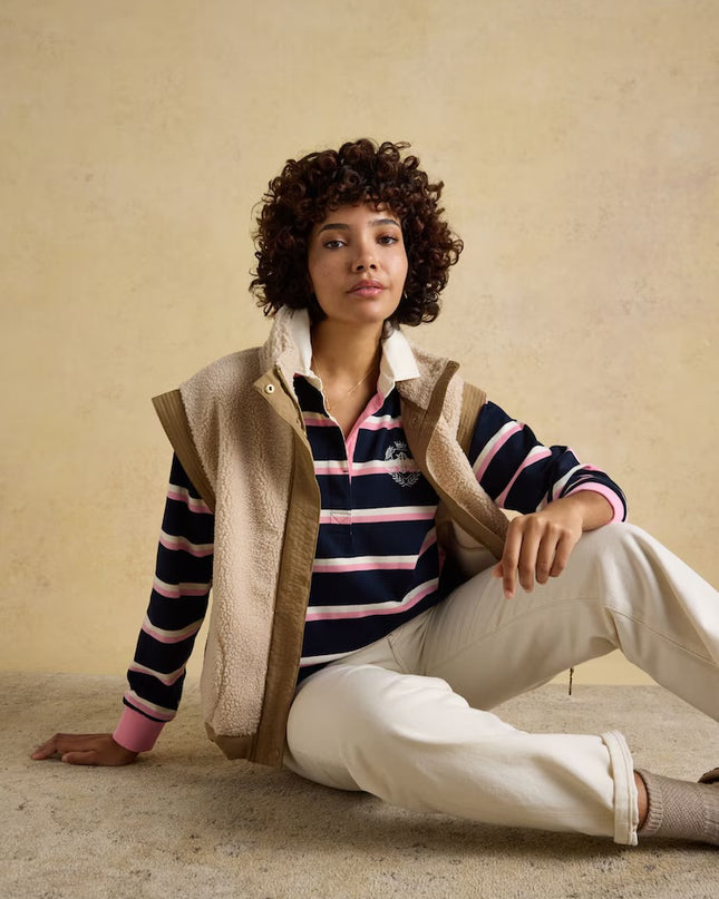 Lara Striped Rugby Shirt - Navy & Pink