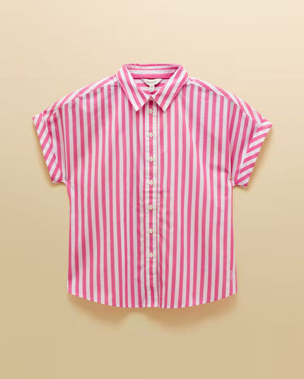 Kiera Short Sleeve Relaxed Fit Shirt - Pink Stripe