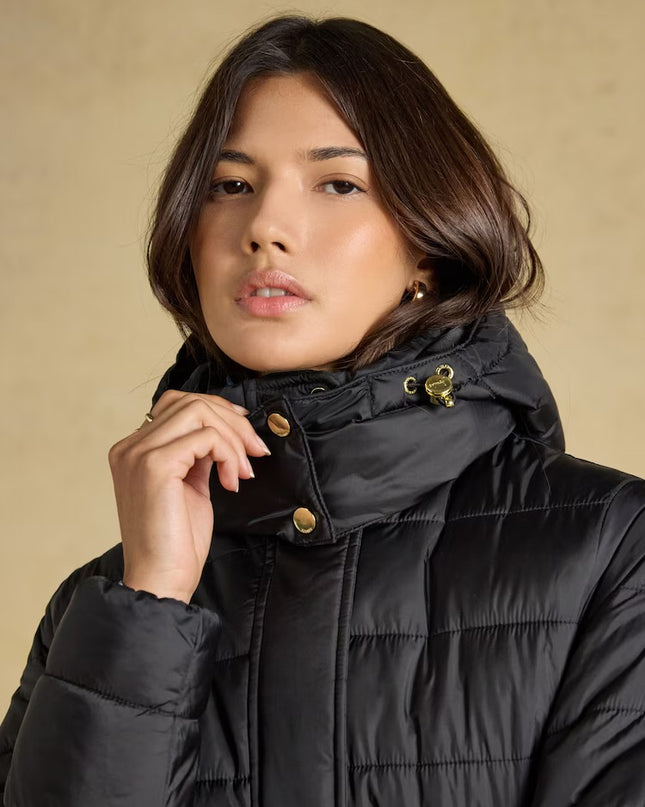 Joules Windborough Longline Padded Coat with Hood - Black