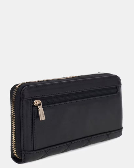 Guess Juliet Large Zip Around Purse - Black Quilted