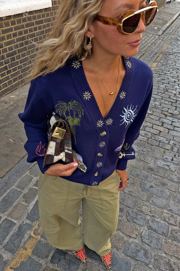 Navy Icons Cardigan
