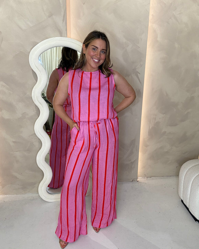 Stripe Co-Ord - Pink/Red