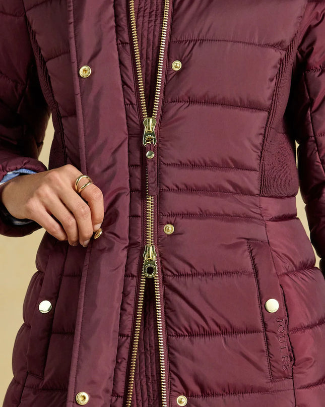 Joules Windborough Longline Padded Coat with Hood - Port