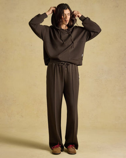Joules Pull On Smart Wide Leg Joggers - Chocolate