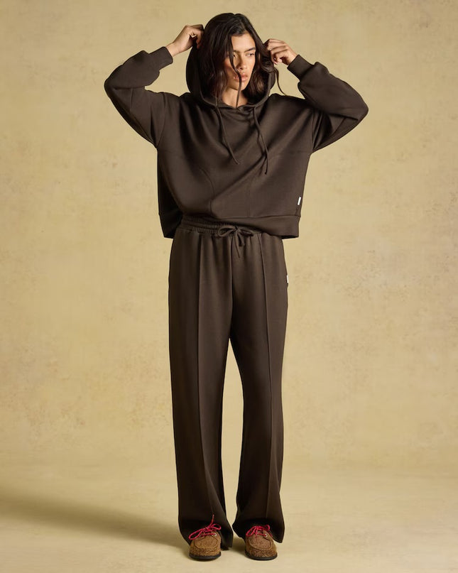 Joules Pull On Smart Wide Leg Joggers - Chocolate