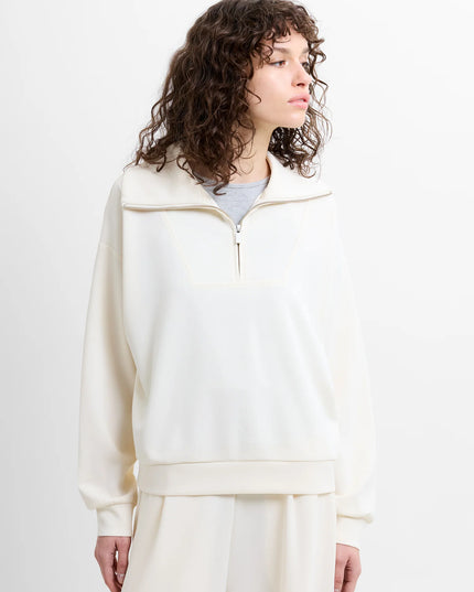 French Connection Wren Half Zip Sweater - Porcelain Cream