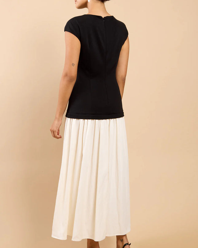 Amoura Monochrome Dropped Waist Maxi Dress