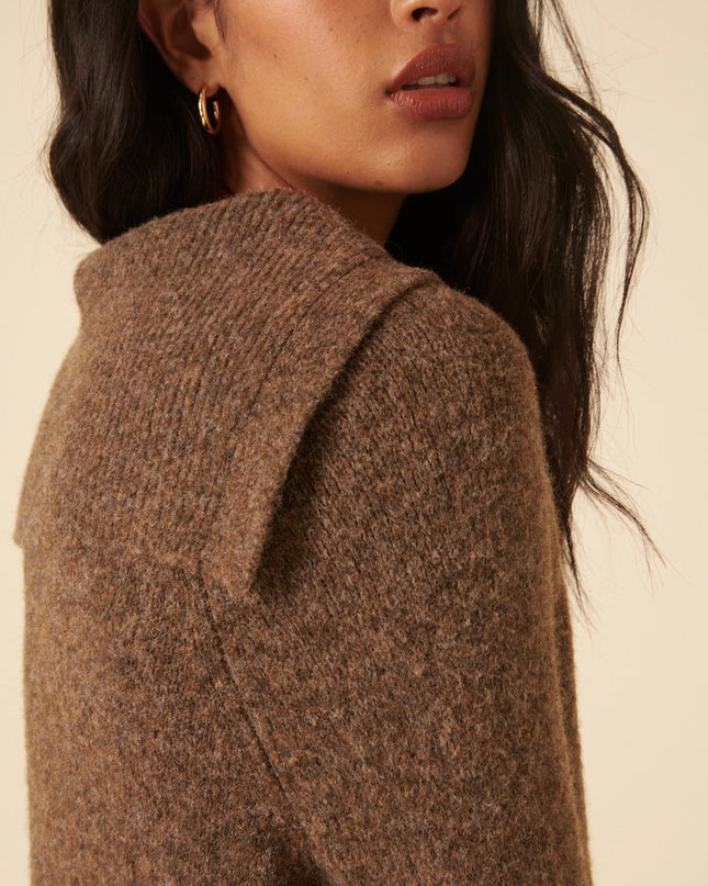 Sailor Collar Relaxed Jumper - Brown