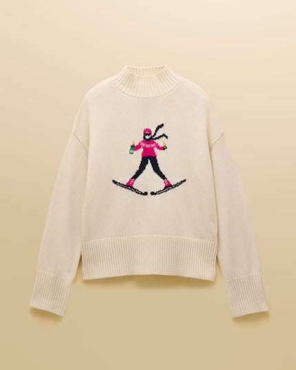 Abigail Intarsia High Neck Jumper - Cream